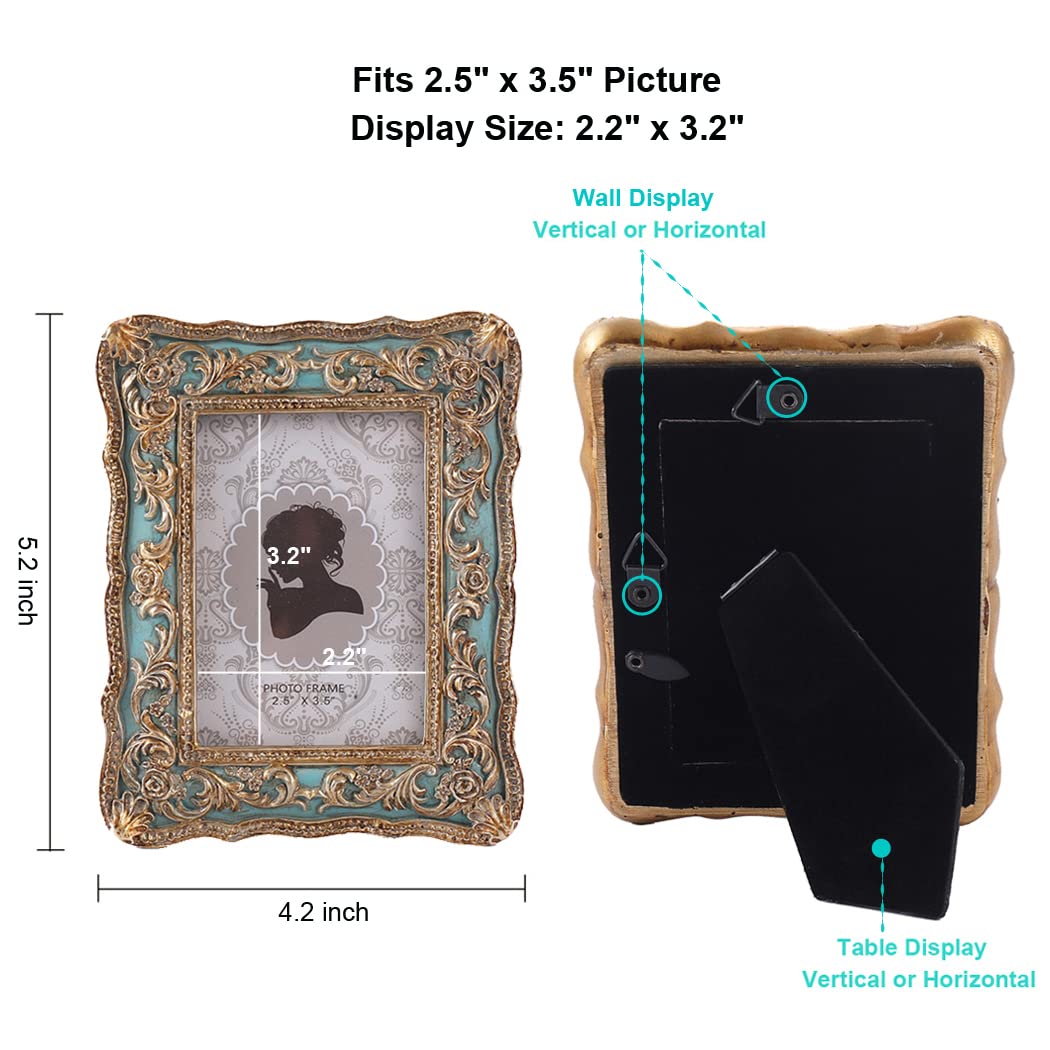 CISOO Vintage Small Picture Frame 2.5x3.5 Antique Ornate Mini